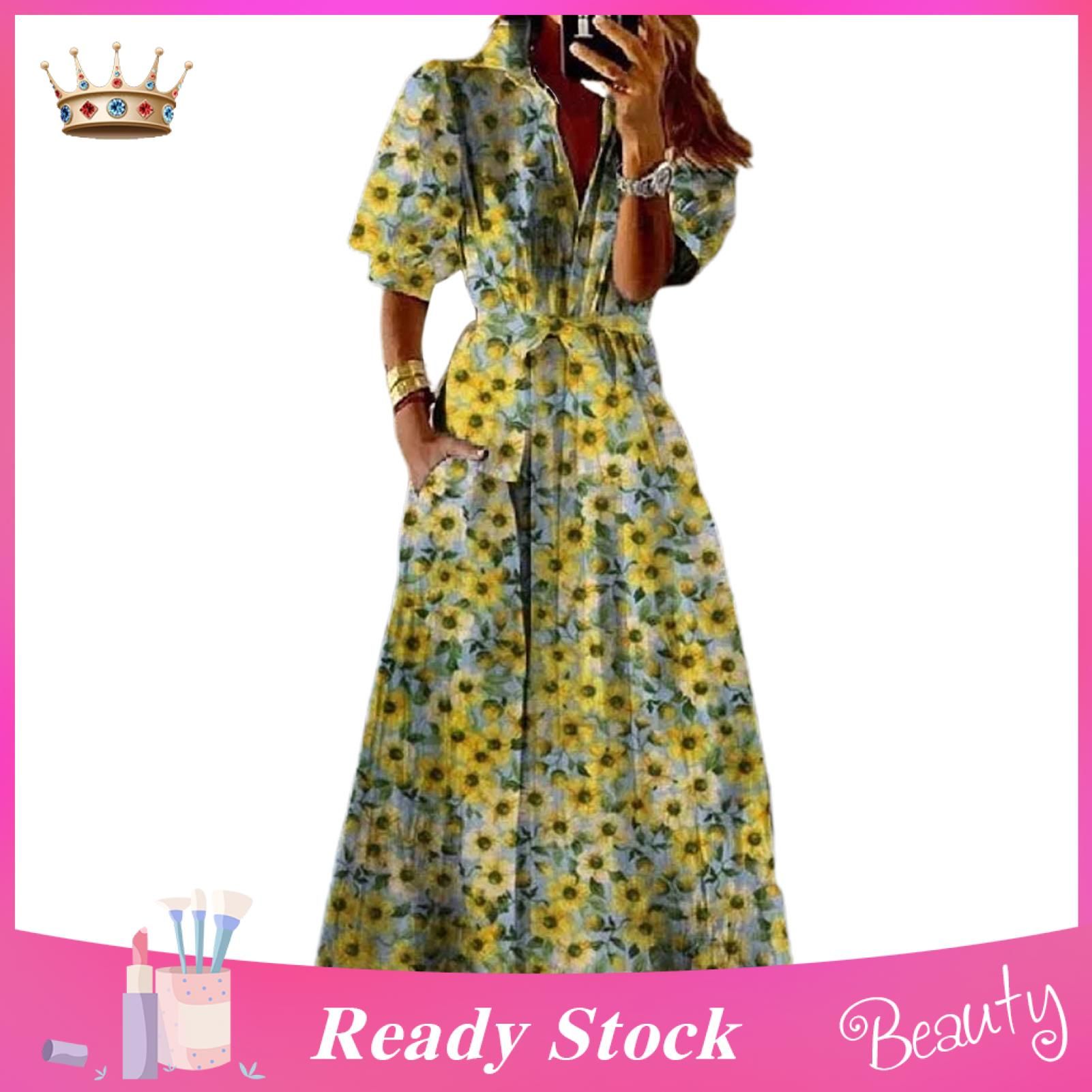 Party Dress High Cut Beautiful Blossom Print Lady Long Dress