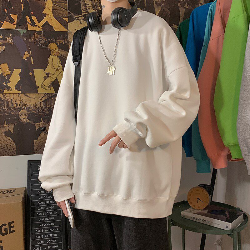 LAPPSTER Men Solid 7 Colors Harajuku Hoodies Mens Autumn Korean Fashions Oversized Sweatshirts Japanese Streetwear Clothes