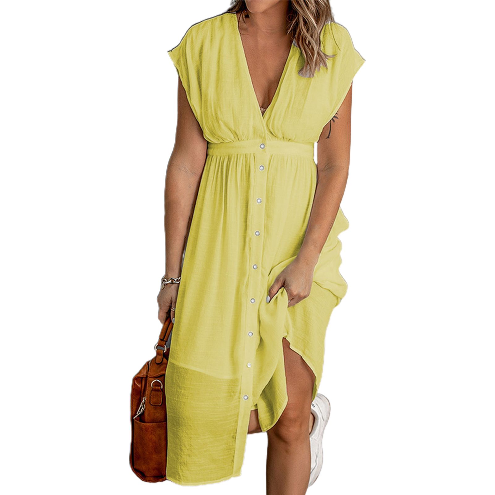 Female Dress Pure Colors Willowy Summer Dress