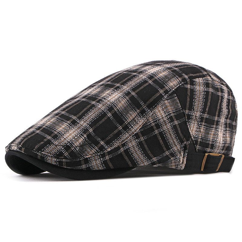 Fashion Spring Autumn Hats For Men Plaid Cotton Beret Caps Gorras Planas Boinas Flat Cap Berets