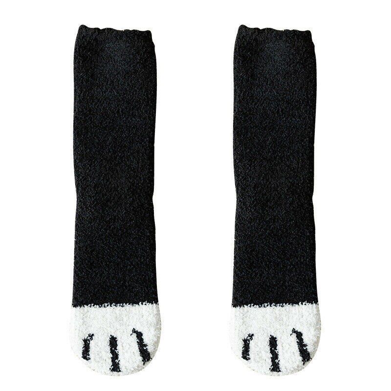 Winter Cat Claws Cute Socks Thick Warm Fluffy Coral Fleece Sleeping Floor Socks Female Plush Warm Winter Hosiery 1 Pair of Sock