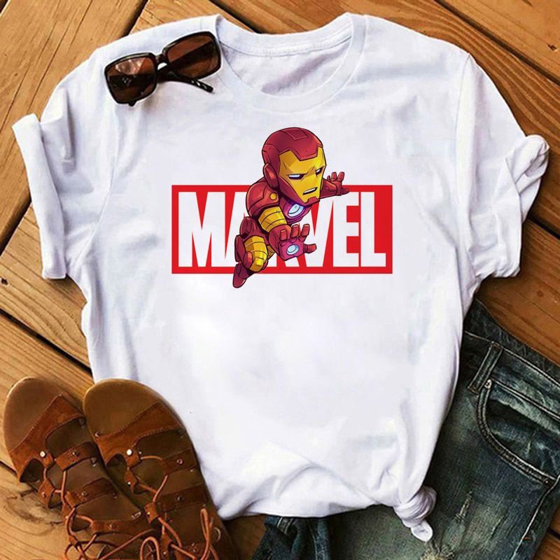 Disney Marvel Hero T Shirt Men Kawaii Spider Man Cartoon Iron Man Graphic Tees Captain America Harajuku Uni Kids T-shirt Male
