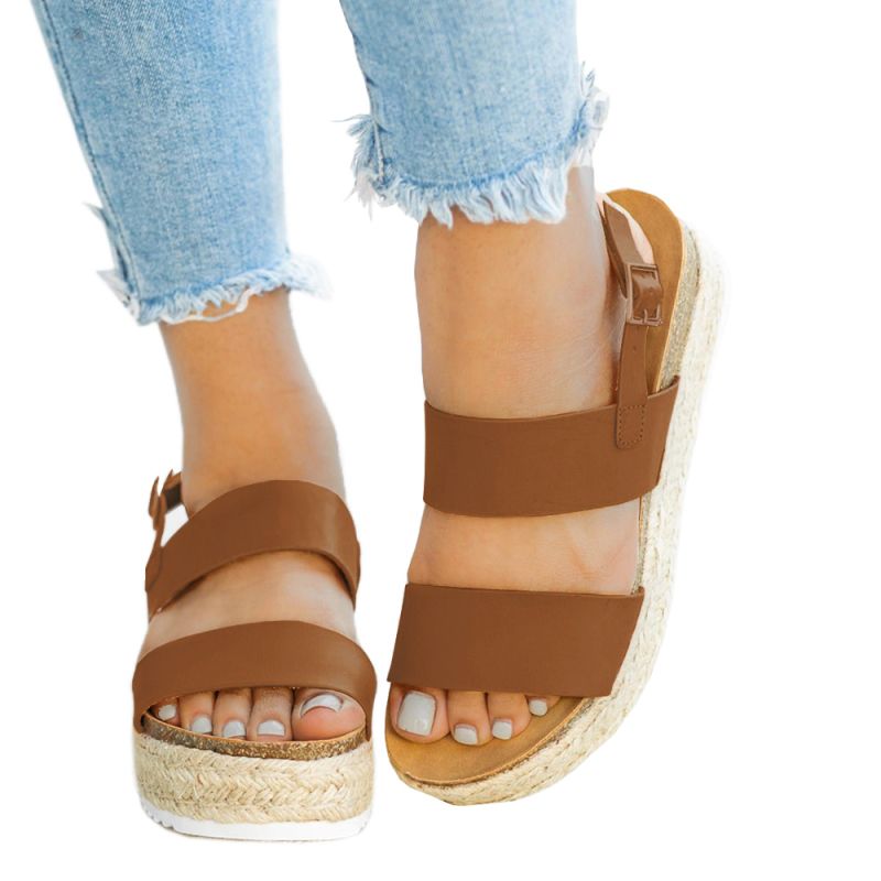 Womens Fashion Flatform Studded Wedge Sandals Female Casual Buckle Ankle Strap Open Toe Sandals