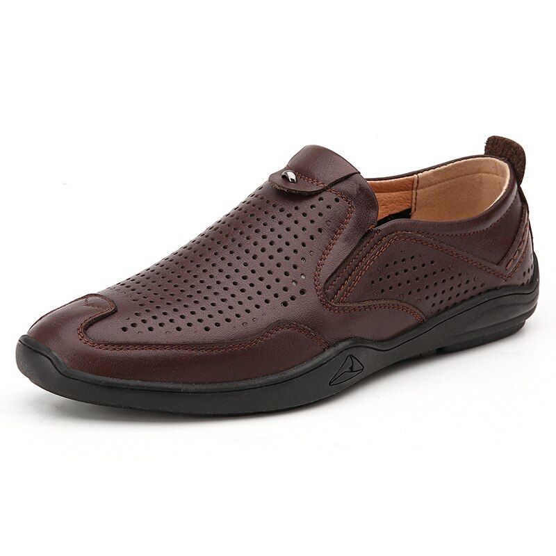 Men Loafers Shoes Cow  Leather Moccasins Shoes Breathable For Men Casual Shoes British Style Men Fashion Flats Hollow Out