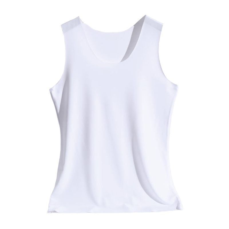 Women Seamless Tank Top Wide Shoulder Straps Ice Silk Slim Vest Basic Underwear 449B
