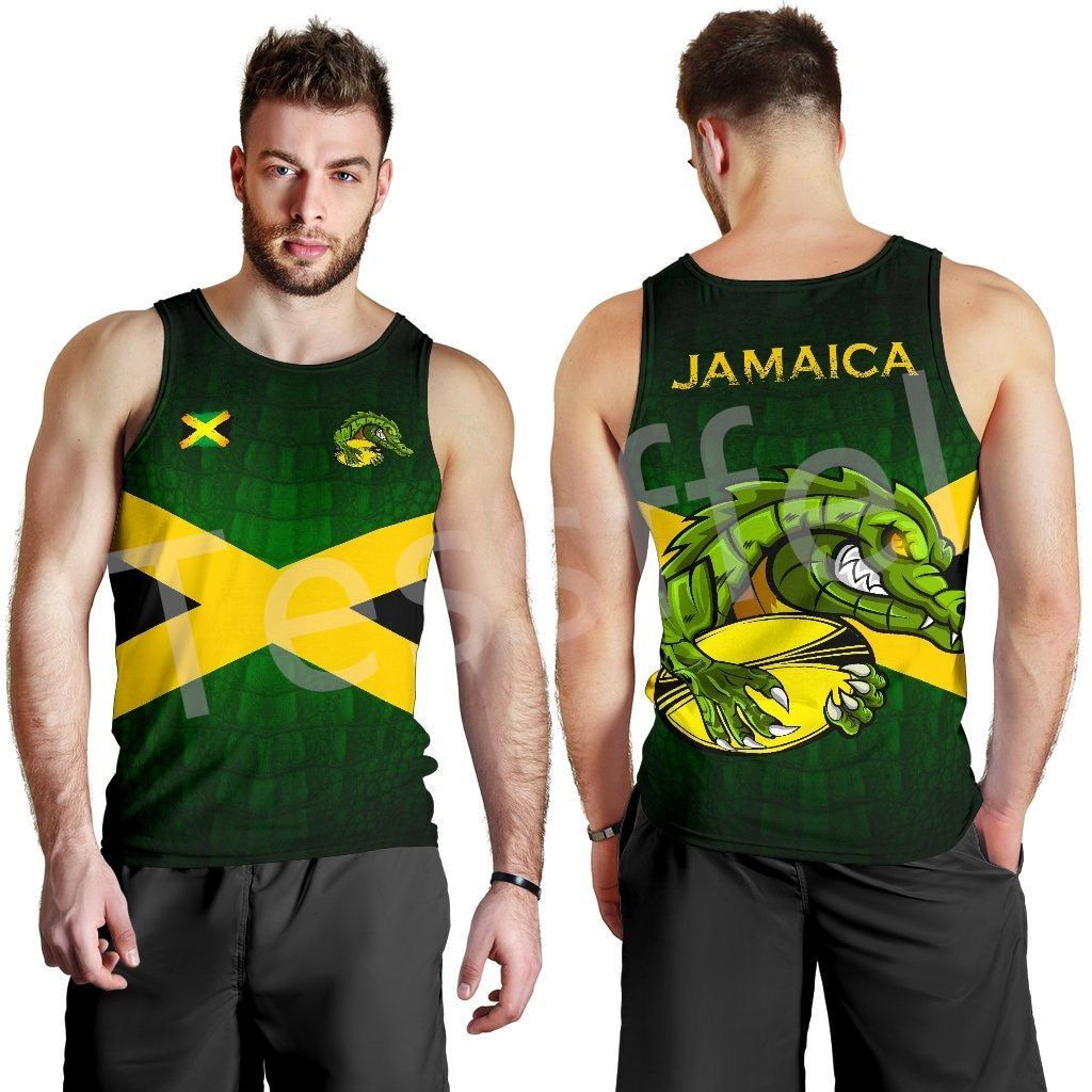 Tessffel NewFashion Country Flag Jamaica  Emblem Retro 3DPrint Men/Women Summer Harajuku Vest Casual Sleeveless TankTop No.4