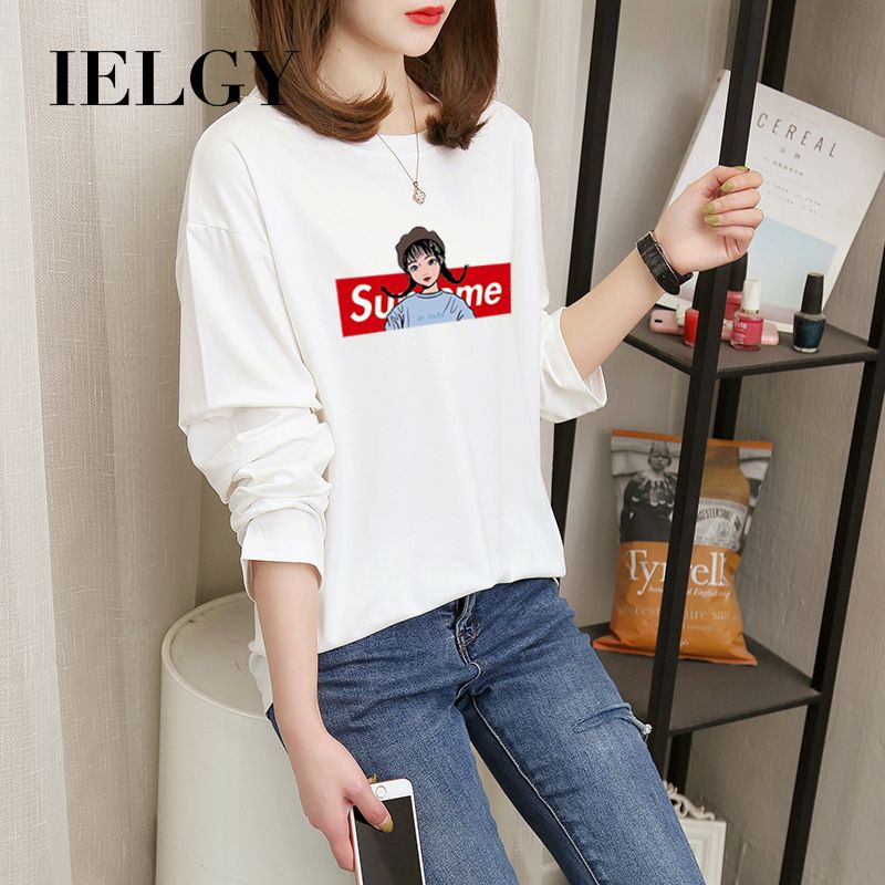 IELGY New Women's Korean Women's Long Sleeve T-Shirt Women's Bottoming Shirt Top