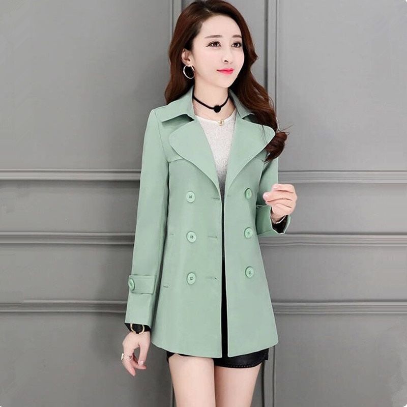 New Double-ed Spring Autumn Jacket Women's Fashion Belt Slim Thin Short Outerwear Elegant Female Plus Size Coat 140