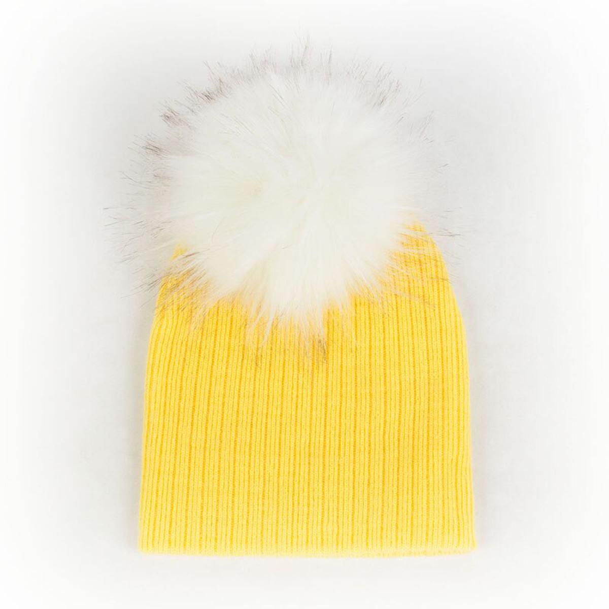 Geebro Winter Thick Warm Baby Hat Knit Ribbed Solid Baby Pompom Hats For Boys Girls Children's Hats Child Beanie