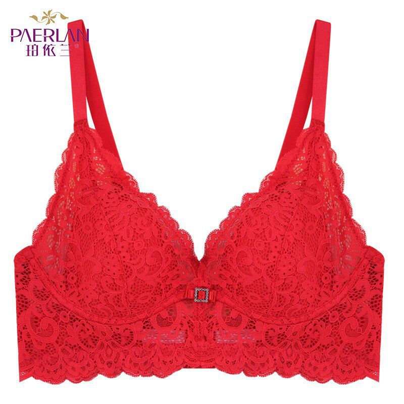PAERLAN summer thin section of the women bra Push Up adjust the income received deep V  Lace Floral Triangle Cup underwear
