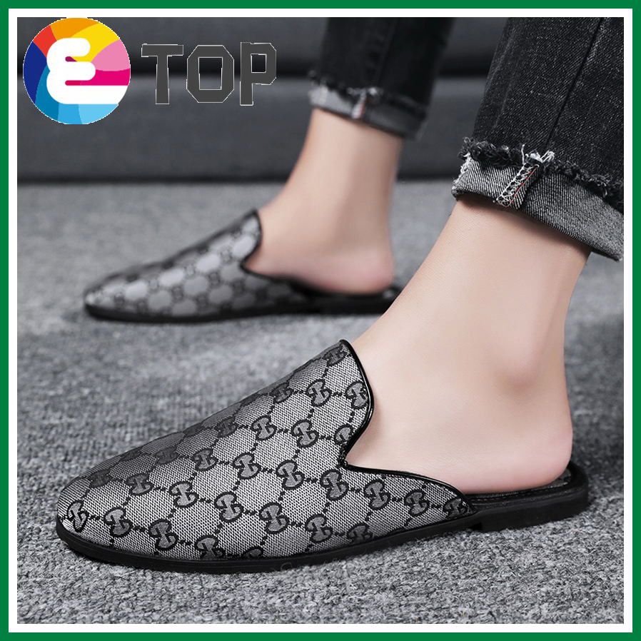 2021 New Half Slippers Leather Mens Loafers Brand Comfy Flats Men's Casual Driving Shoes Slip on Boat Shoes for Men Moccasins Chaussure Homme Plus Size 39-46