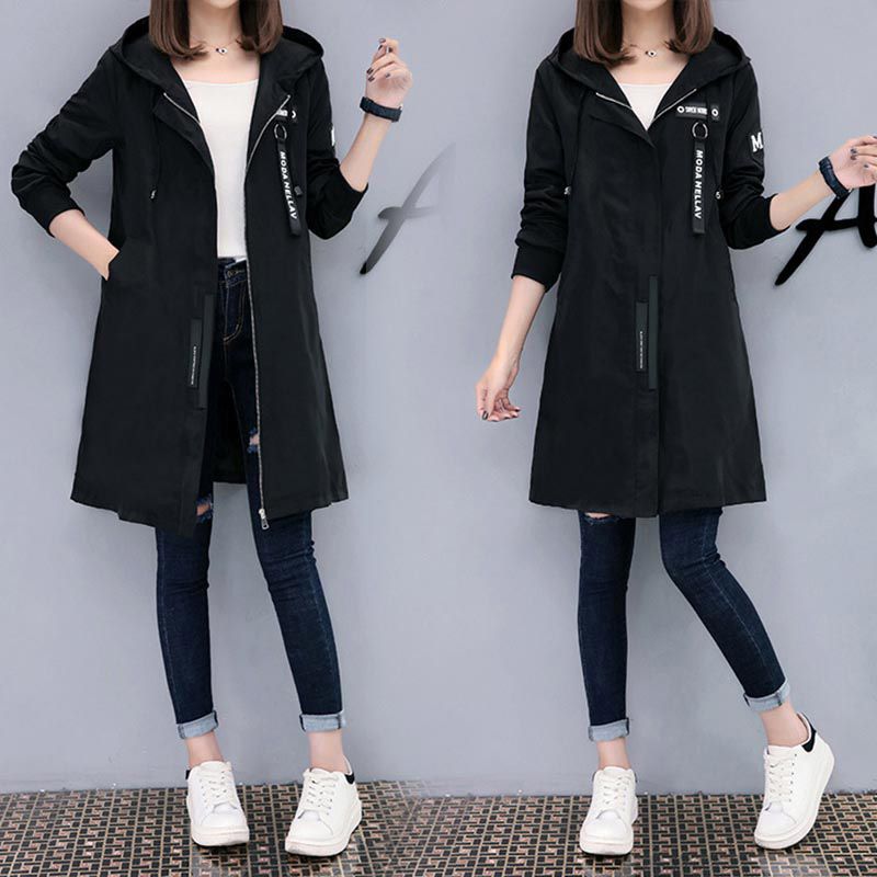 Trench Coat for Women Autumn Hooded Windbreaker Women Long Coat Women Autumn Spring Plus Size Abrigo Mujer Outerwear