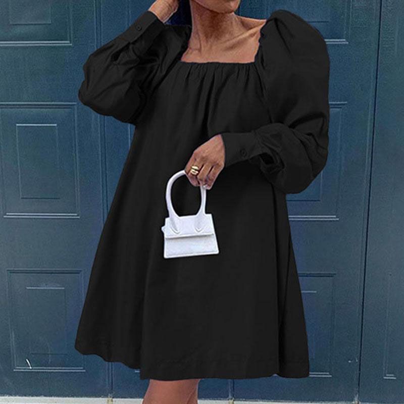 Celmia  Square Collar Smock Dresses Women's Elegant Puff Sleeve Party Mini Dress 2022 Summer Casual Ladies Solid Vestidos