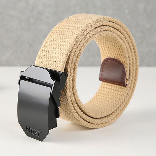 Unisex Tactical Belt 130cm Casual Canvas Belt Outdoor Alloy Automatic Buckle Men Belt High Quality Casual Belt Waistband W-3.8cm