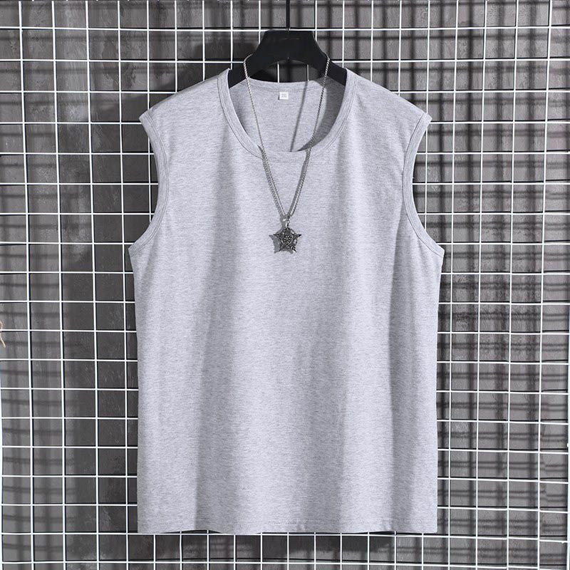 145Kg Summer men's srts cotton sleeveless T-shirt 145cm large size round neck loose new srts shirt 5XL 6XL 7XL 8XL 9XL