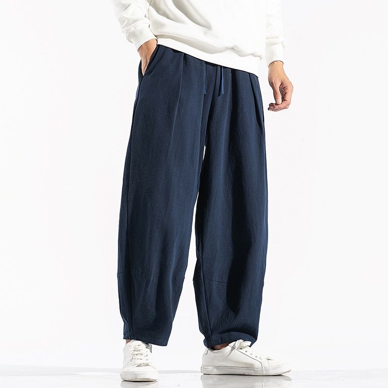 Men's Solid Color Harem Pants Harajuku Style Men Loose Ankle-Length Trousers Streetwear Male Casual Pants Large Size 5XL