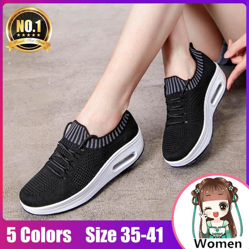 Knit Black Sneakers Shoes For Women  Korean Rubber Shoes For Women  Platform Wedges Shoes For Women Slip On Shoes For Women Sport Running Shoes For Women  Casual Shoes For Women Flat Shoes For Women Jogging Shoes Women