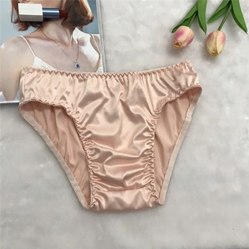 Smooth glossy men briefs synthetic sissy silk solid color men's briefs sexy jockstrap  gay