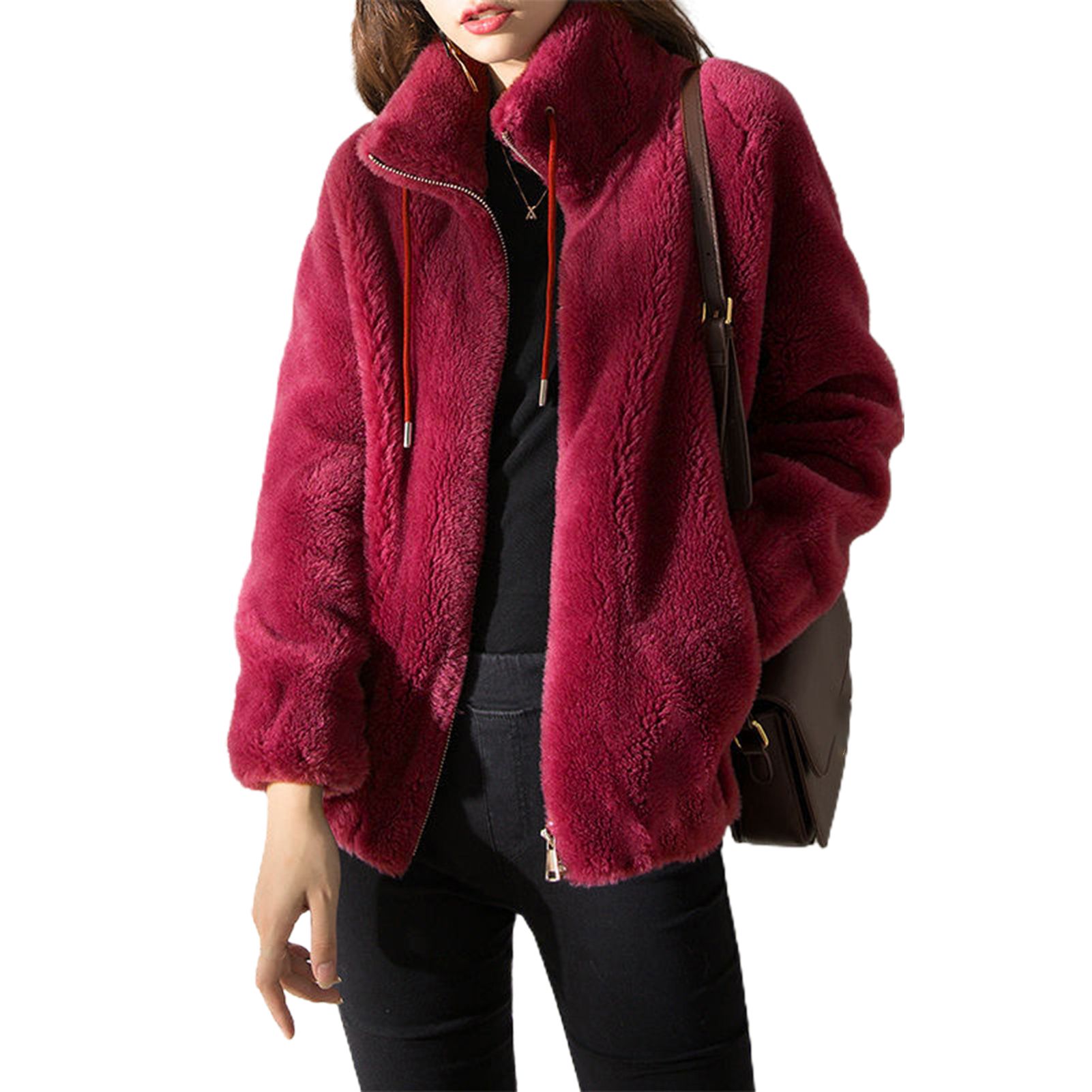 t Stand Collar Pure Color Warm Jket