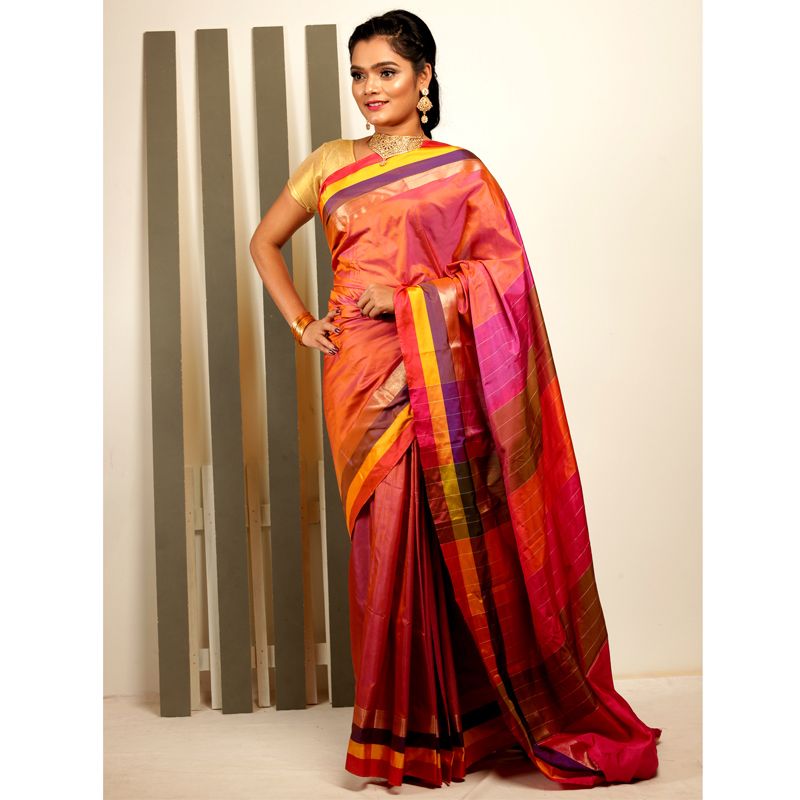 Silk Katan Sharee With Running Blouse Piece For Women's By SOHAMONI