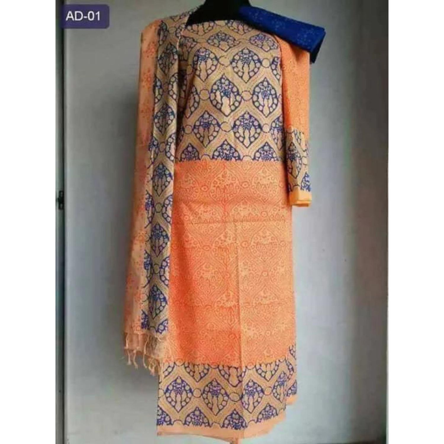 Unstitched brown Cotton Salwar Kamiz For Women