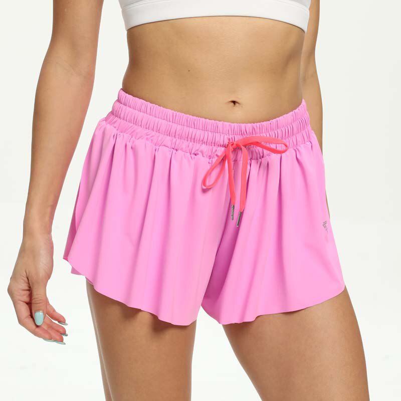 Women's High Waist Stretch Athletic Workout Active Fitness Volleyball Shorts 2 in 1 Running Double Layer Sports Shorts