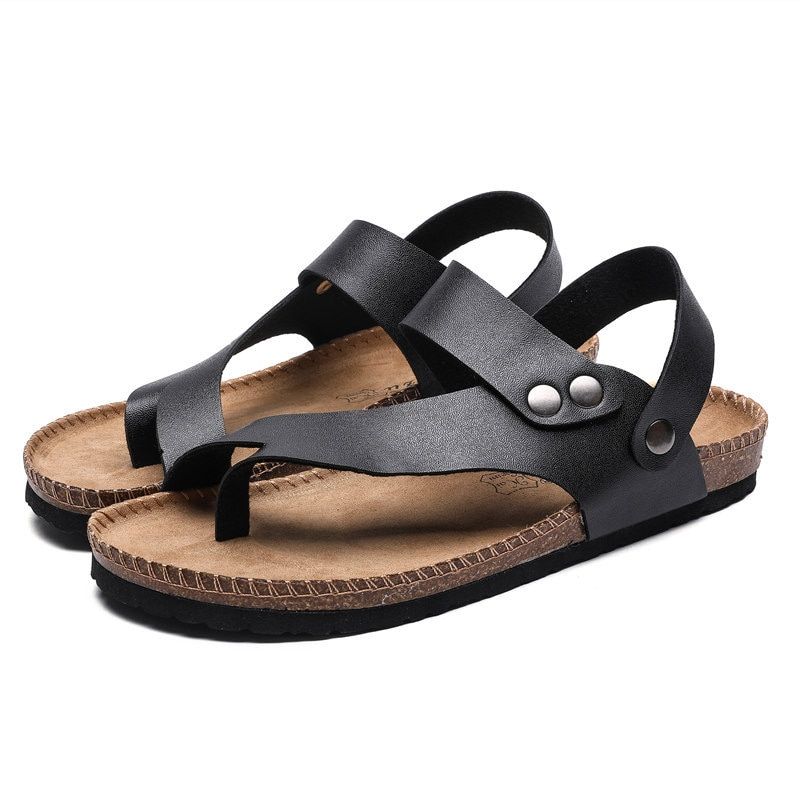 Black White Mens Flip Flop Sandals Trending Summer Outdoor Leisure Non-Slip Beach Sandals for Men Cork Men's Flip Flops Sandal
