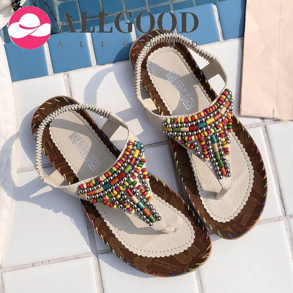 Women Ladies String Bead Casual Beach Shoes Sandals