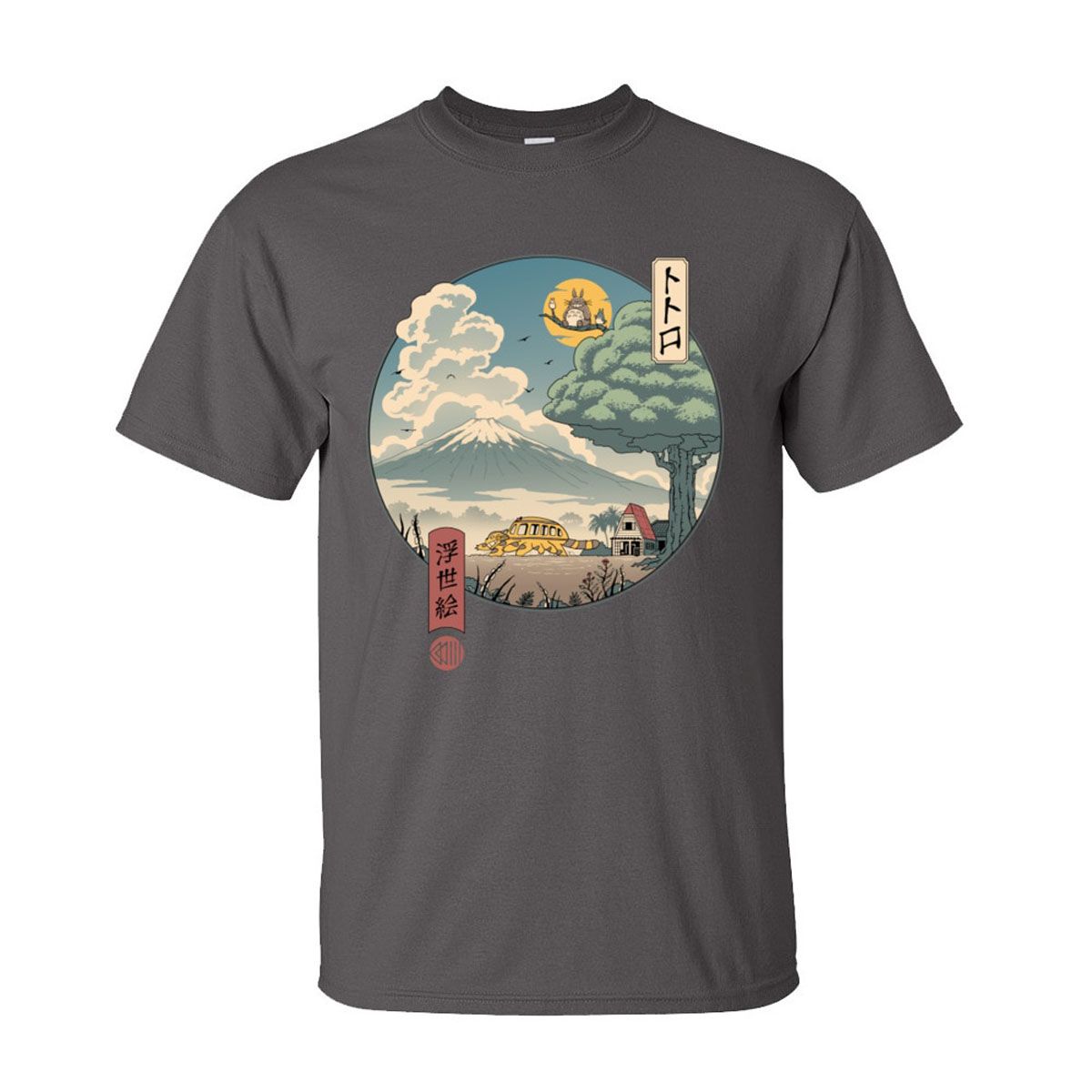 Neighbors Ukiyo-e Cotton Fabric T-Shirt for Men Classic Jn Style Short Sleeve T Shirt Popular Anime Totoro Tshirt