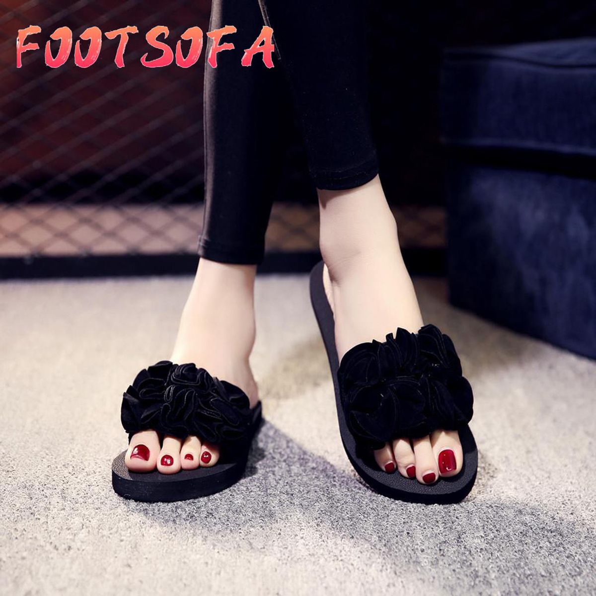 Shoes For Women  Women's Flower Flat Slippers Summer Sandals Non-slip Beach Shoes Can