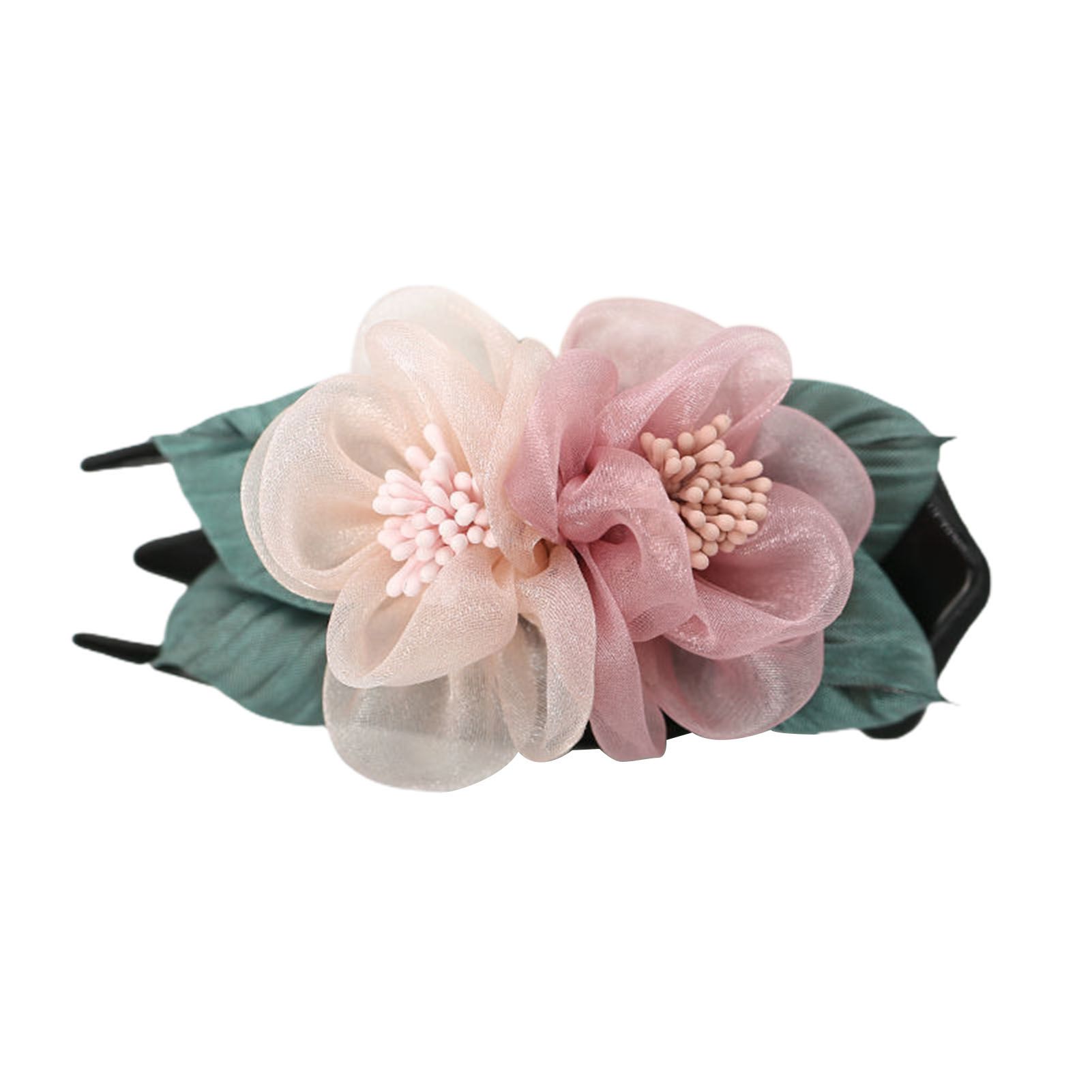 Sunnyheart Hair Claw Anti-slip Three Teeth Elegant Vintage Flower Decor Hair Barrette