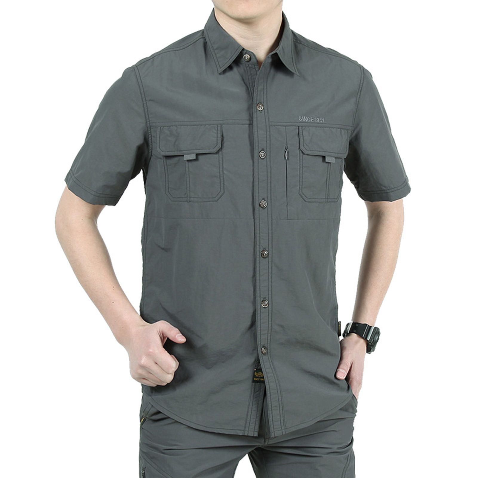 Work Shirt Wear-resistant Turn-down Collar Sun Protection Outdoor Shirt
