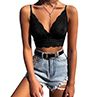 y Summer Women Solid Color See-through Le Bra V Neck Camisole Bralette Top