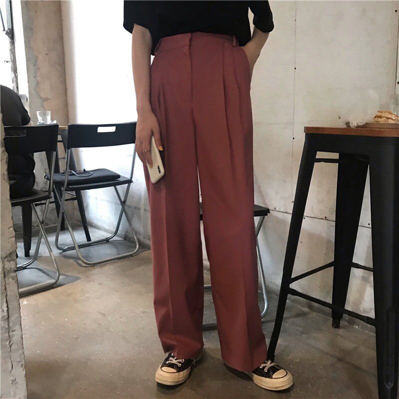Straight Large Size Casual Solid Wide Leg Trousers Streetwear Suit Full-Length Hot Selling Chic Loose Pants