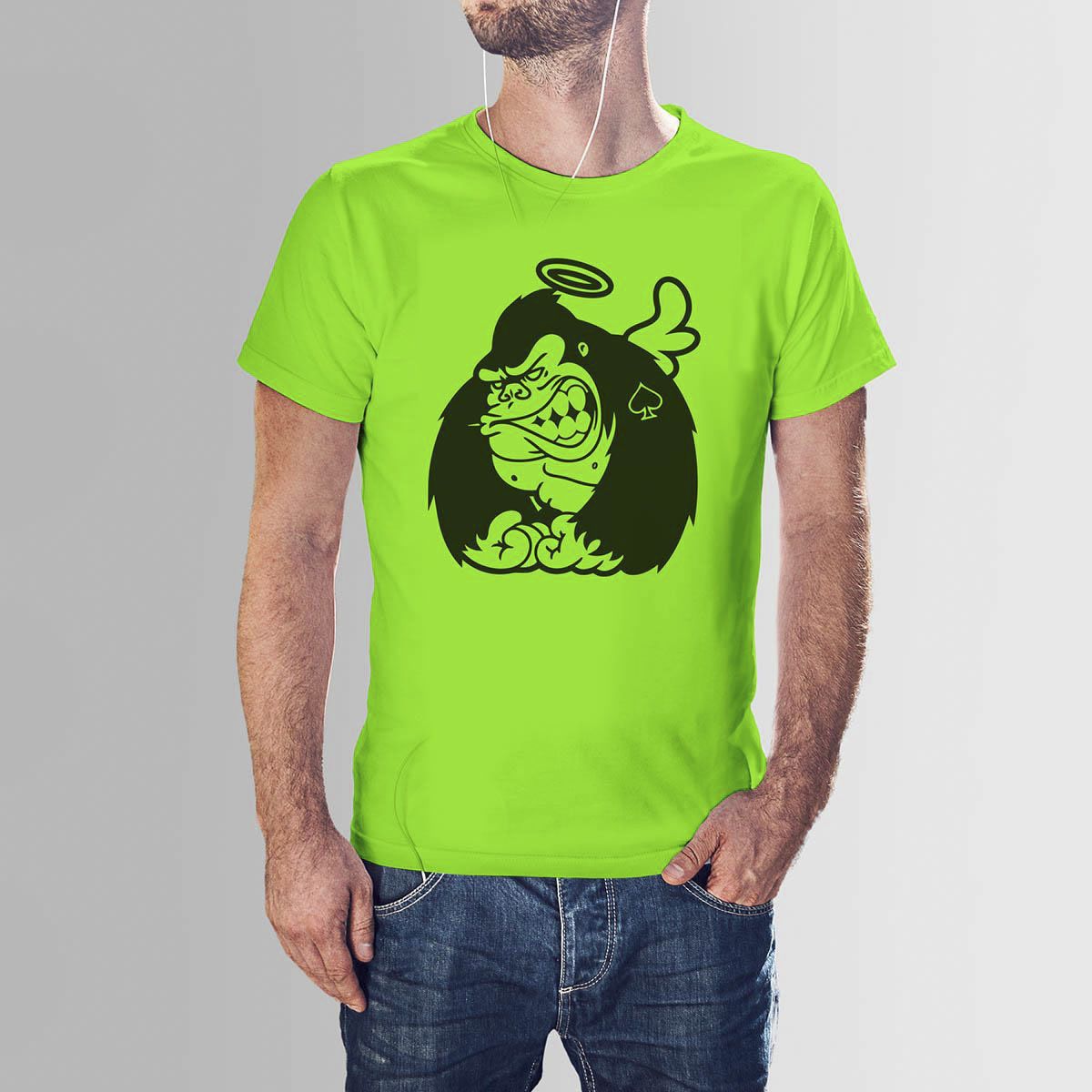 Lime Cotton Mighty monkey cartoon HNH  T-shirt For Men
