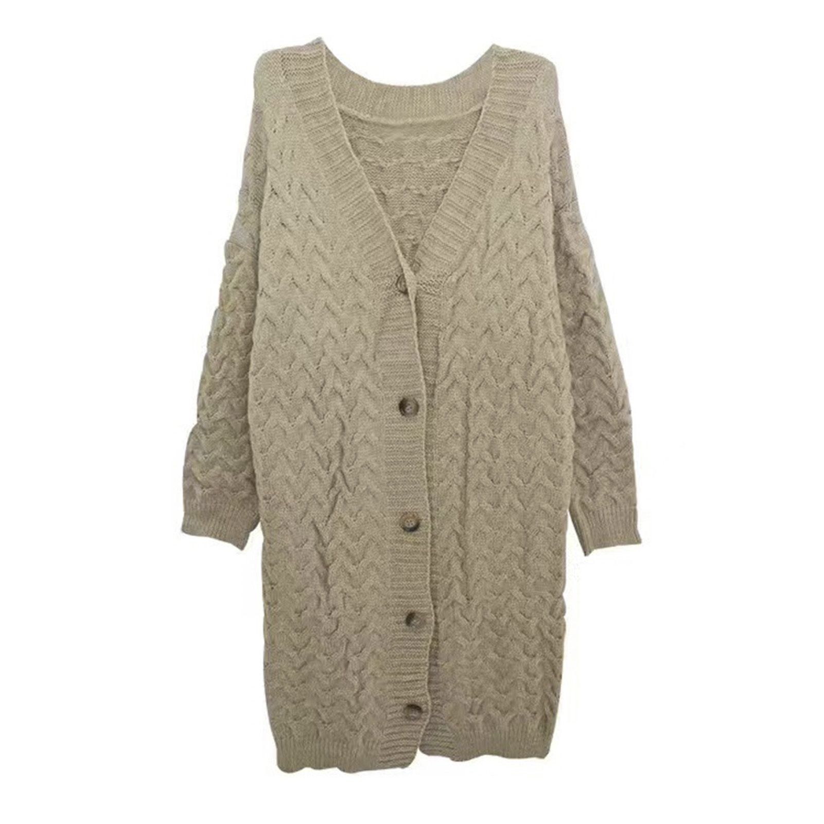 Sweater Coat Long Sleeve Thick Buttons Long Sweater Cardigan