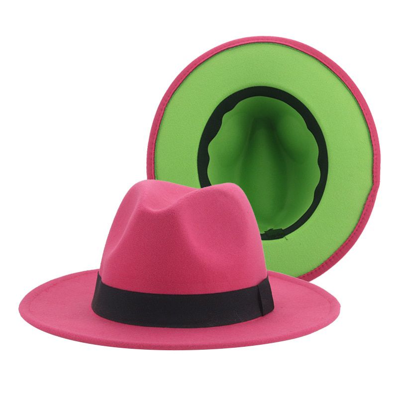 Hat Women Hats Felted Hat Patchwork Band Casual Fashion Double Side Panama Men Women Winter Hats Black Red SombrDe Mujer