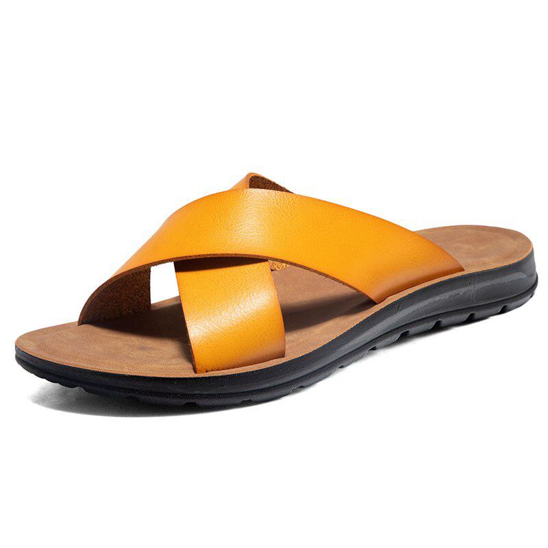Summer Sandals Men Leather Classic Roman Open-toed Slipper Outdoor Beach Rubber Summer Shoes Flip Flop Water Sandals