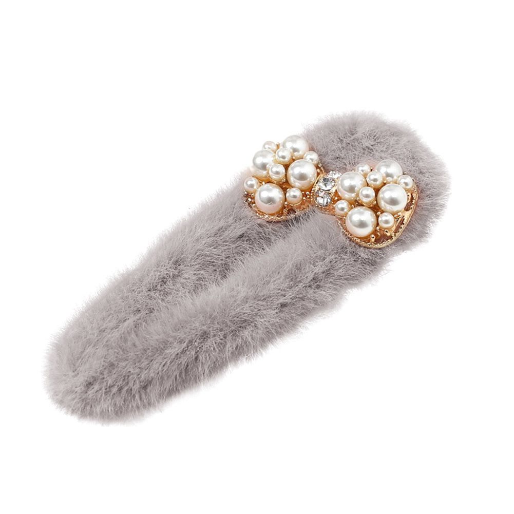 Fashion Winter Women Plush Imitation Pearl Hairpin Hair Clip Bobby Pin Barrette