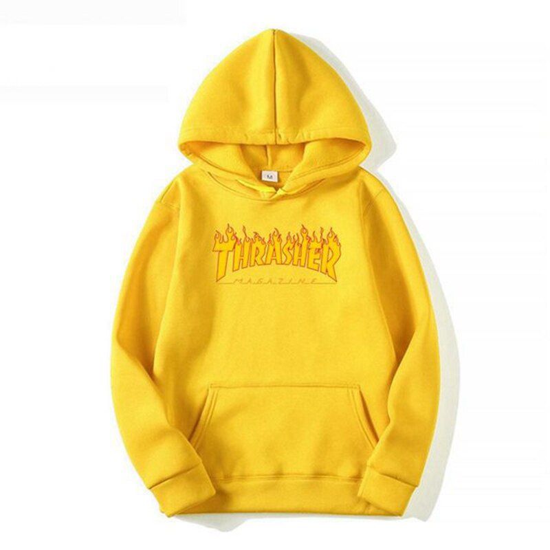 THRASHER Hoodie Rubber Print Logo Sweatshirt Loose Oversized  Hop Cotton hoodie
