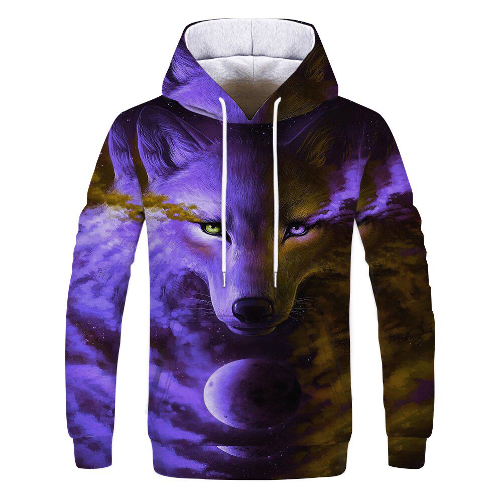 Personality oversized Samoyed Wolf hoodie Boy and girl 3D printed sweatshirt Harajuku autumn and winter hoodie