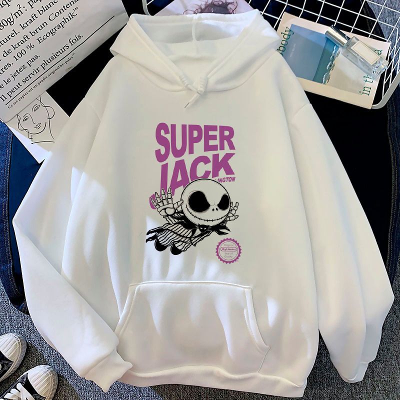 Disney Kawaii Jack Skellington Skull Anime Unisex Hoodies Men Women Cute Manga Funny Sweatshirt Kawaii Graphic Hoody Male Female
