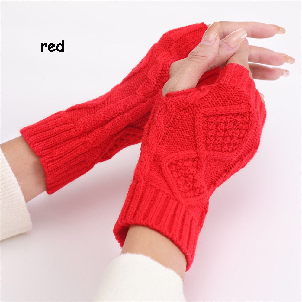 1Pair Knitting Fingerless Gloves Women Half Finger Gloves Arm Warmer Sleeve Weave Gloves Winter Outdoor Fashion