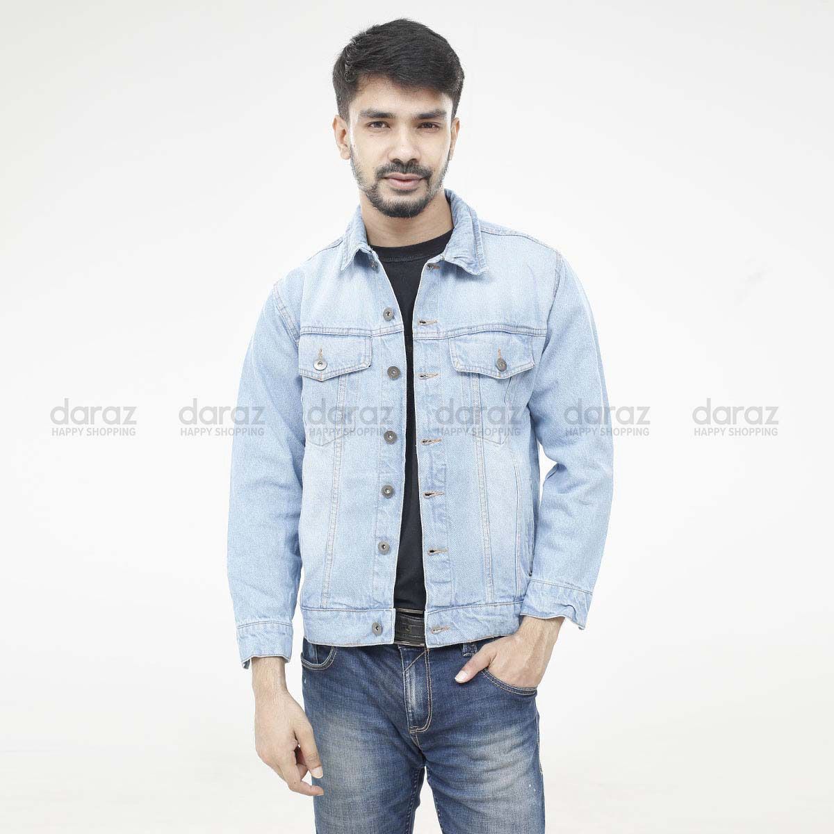Light Blue Fashionable Denim Jacket For Men