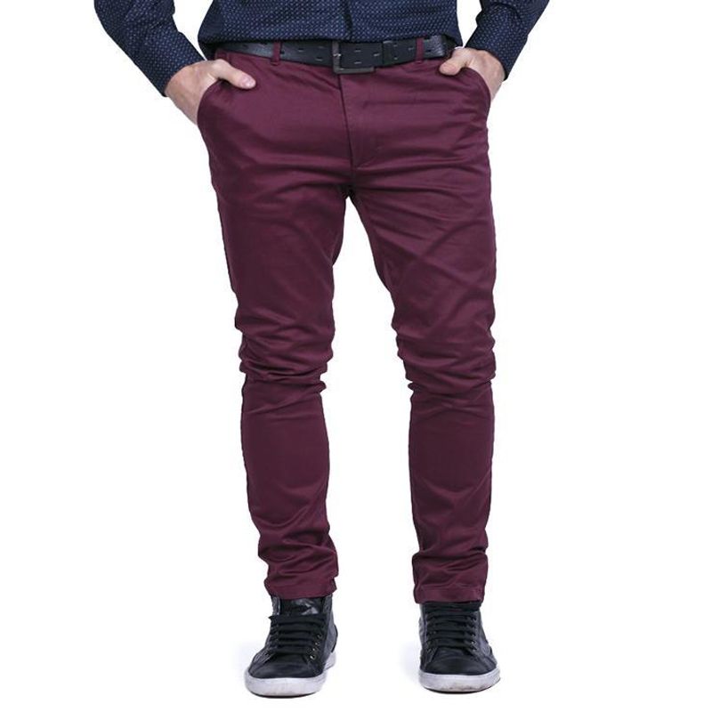 Maroon Twill Gabardine Pant for Men