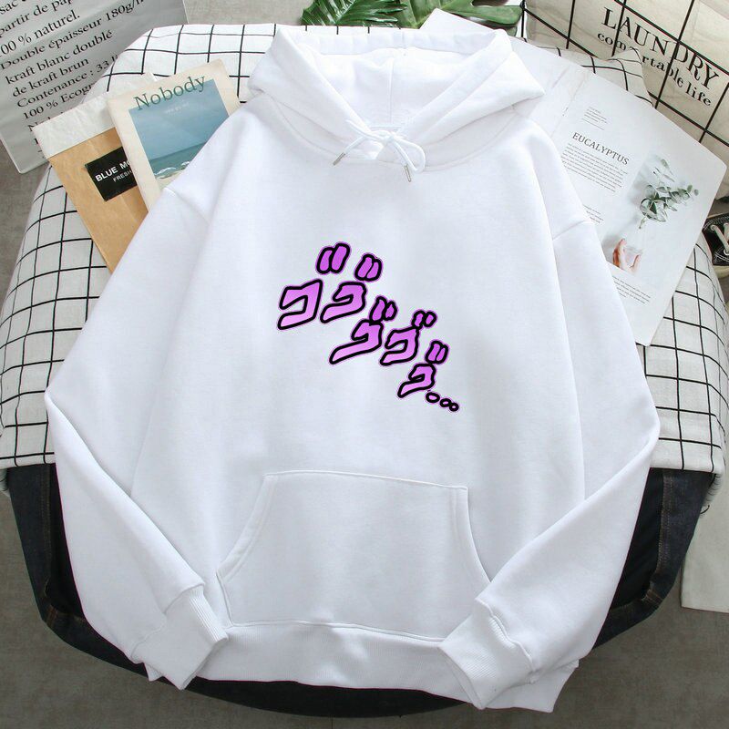 Jojos Bizarre Adventure Anime Print Mens Hoodies Long Sleeve Warm Fleece Hoody Pullover Autumn Winter Personality Sweatshirt