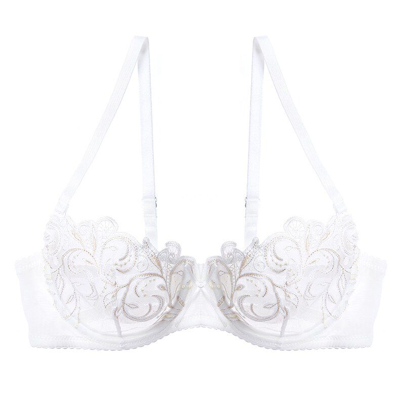 Summer Ultra-thin Bra For Women Demi Cup Transparent Lace Embroidery Lingerie Underwire Female Brassiere Soft Underwear