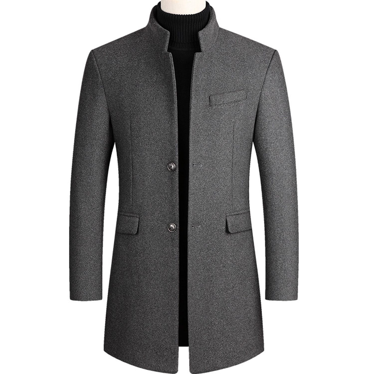 d-Length Coat All Match Exquisite Buttons Slim Windbreaker Coat