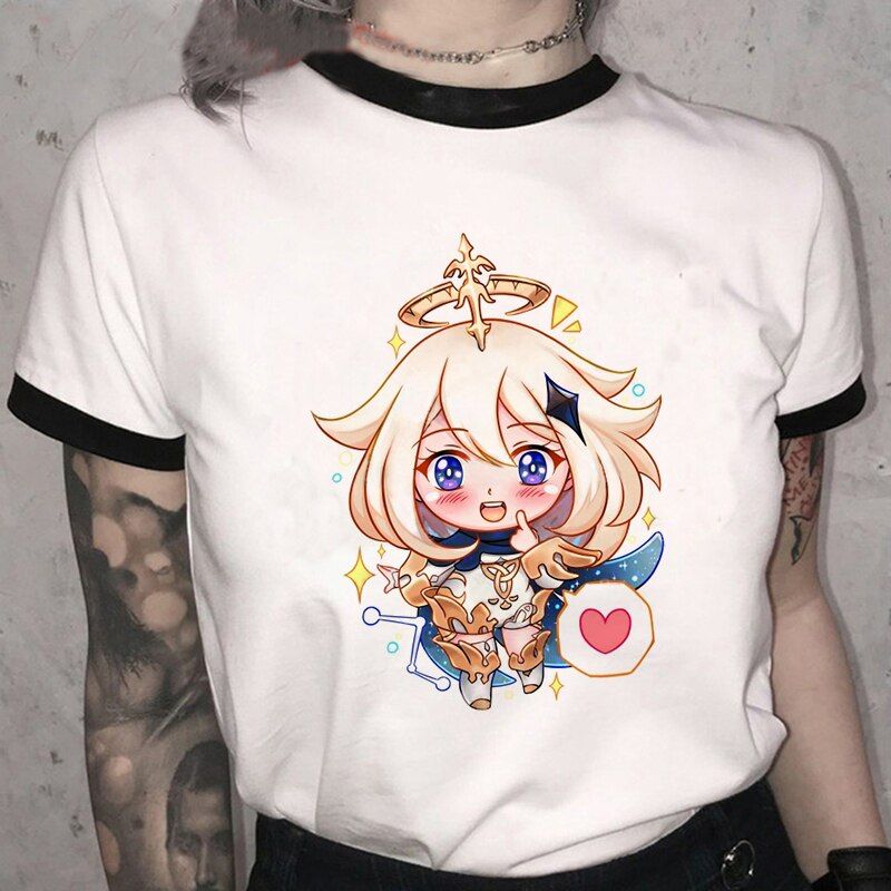 Genshin Impact Hu Tao T Shirt UniKawaii Summer Tops Men/women Game Graphic Tees Harajuku Cartoon T-shirt Funny Keqing Male