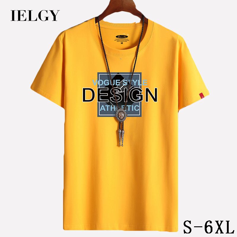 IELGY Men's short-sleeved t-shirt trend casual summer men's half-sleeved cotton tide brand shirt loose large size bottoming shirt
